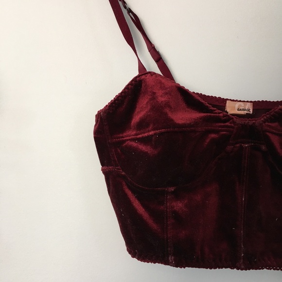 3/$30 Cropped Burgundy Velvet Bustier - Picture 5 of 5